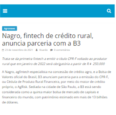Nagro, fintech de crédito rural